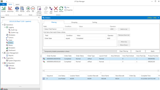 pick to light software screenshot of warehouse operations manager with alerts