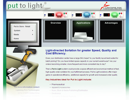 Put-to-light website home page.