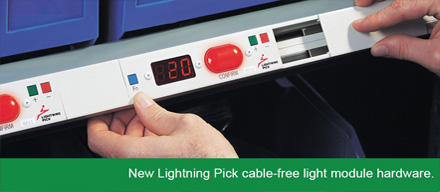 New cable-free pick-to-light hardware by Lightning Pick.