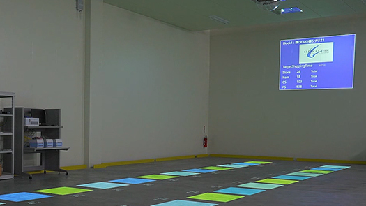 Projection picking system projecting pallet locations onto warehouse floor